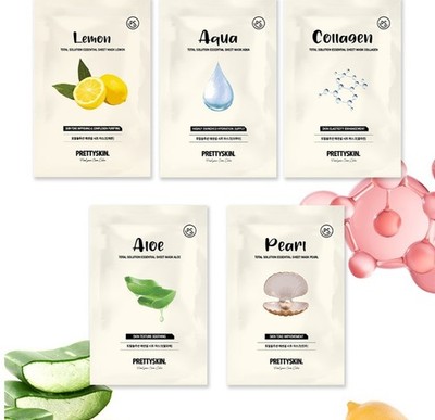 Total Solution Essential Sheet Mask 5 Types 50pcs Korean Face Mask Set New