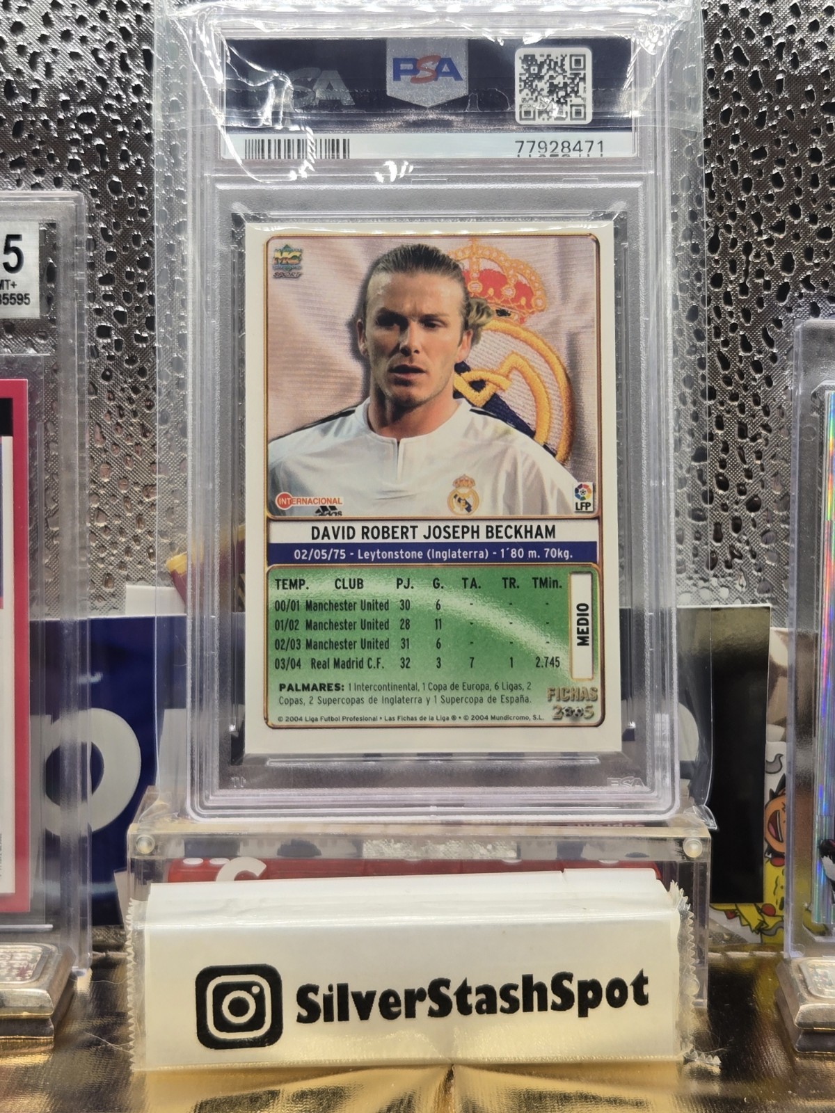 2004 Mundicromo Liga David Beckham #98 PSA 7 NM Real Madrid CF 4 graded higher view 4