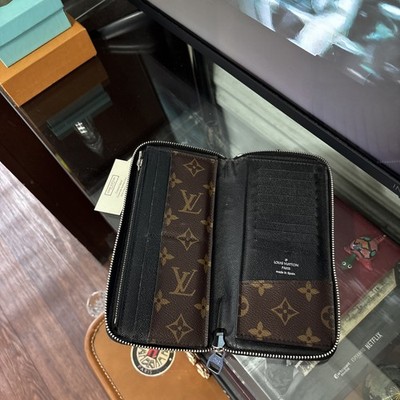 Louis Vuitton Monogram Macassar Vertical Zippy Round Long Wallet 