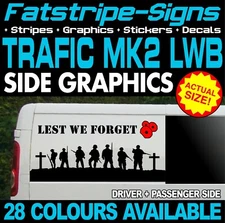 to fit RENAULT TRAFIC LWB LEST WE FORGET UK GRAPHICS STICKERS DECALS CAMPER VAN