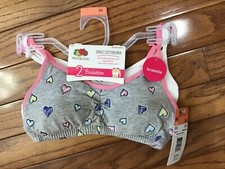 New FRUIT OF THE LOOM GIRLS 2PK  94046 BRALETTES SZ 30 Cotton Gray Star C28-12