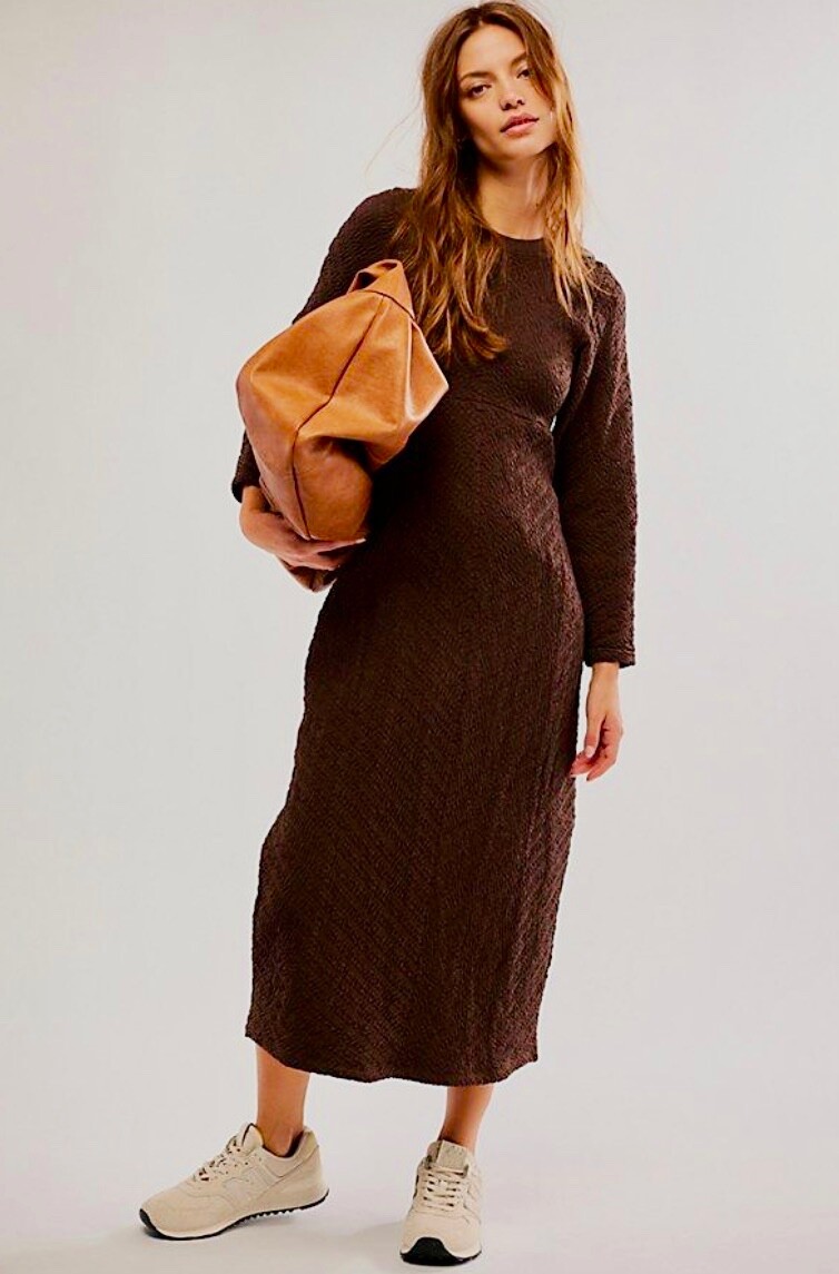 Бесшовное макси-платье миди Free People Gabby, эластичное шоколадно-коричневое, M/L, NWT