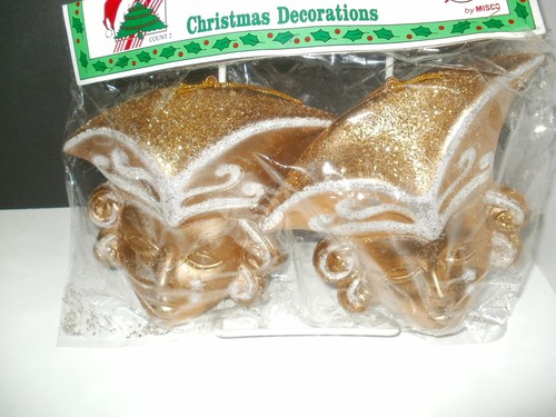 Vintage Misco Gold Tone Venetian Masks-Male Package of 2 NOS - Picture 3 of 3