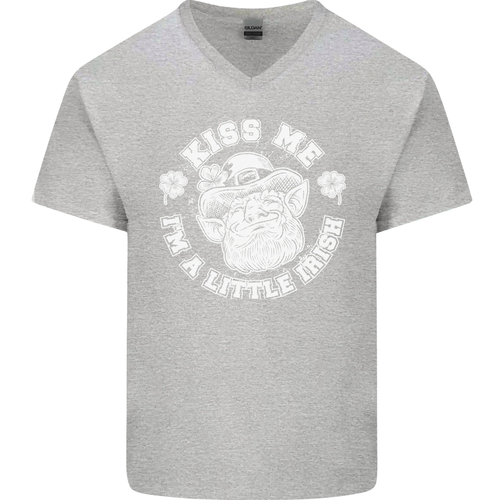 St Patricks Day Kiss Me Im a Little Bit Irish Mens V-Neck Cotton T-Shirt - Picture 20 of 37