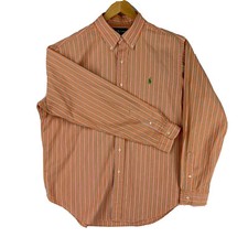 Ralph Lauren Shirt Men's XL Orange Striped Classic Fit Long Sleeve Button Down