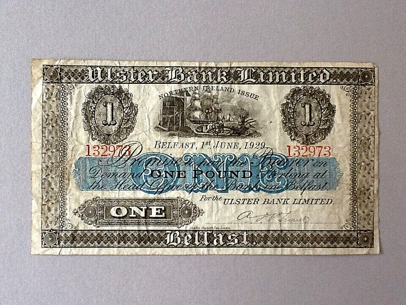 Northern Ireland Ulster Bank Limited 1 Pound 1929 P-306