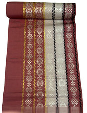 Japanese Vintage Kimono BOLT FABRIC Hakata cloth Silk Red Cut Sales 35.4x11.8in