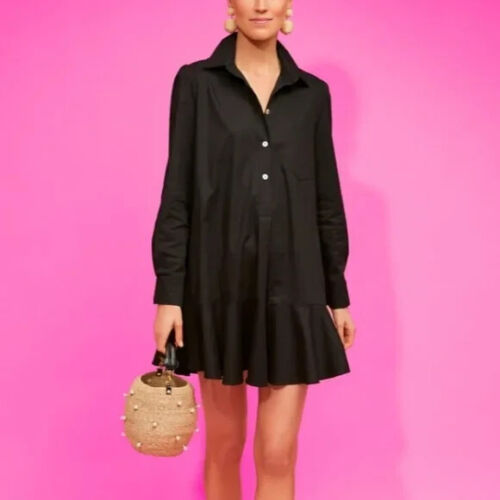 TUCKERNUCK Black Cotton Stretch Callahan Shirt Dress size Medium