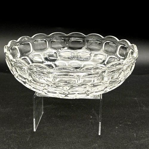 Vintage Yorktown Colonial Federal Clear Glass Thumbprint Serving Bowl 9.25"