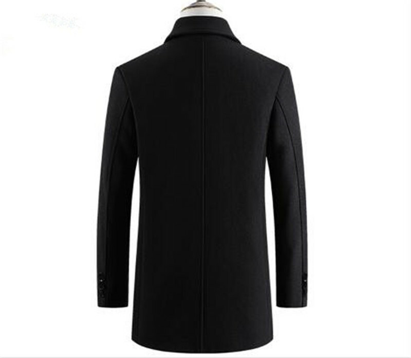 Woolen Single-Breasted Men Warm Winter Thicken Stand Collar Coat