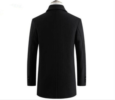 Woolen Single-Breasted Men Warm Winter Thicken Stand Collar Coat