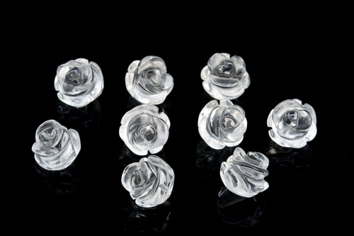 5 Pcs Crystal Clear Quartz Rose Carved Bead Grade AAA Natural Beads 8/10/12/14MM - Picture 4 of 7