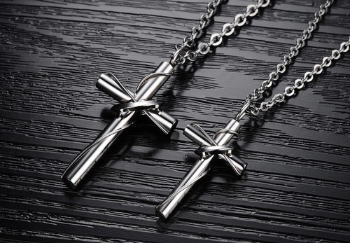 2x EDELSTAHL PARTNER KETTEN KREUZ SILBER RING PÄRCHEN KREUZ KETTE GESCHENK NEU - Bild 5 von 6