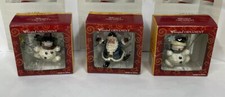Lot Of 3 WHIMSIED Two Snowman  One Santa  Christmas Ornament with Box New