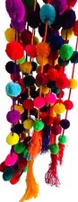 Pom Pom Garlands 3 Multi-Colored Pom Pom Strings Each Garland 60 Inches