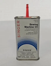 Vintage Singer # 2131 Sewing Machine Oil in 4 Oz. Tin Oiler Can ~ Empty ~