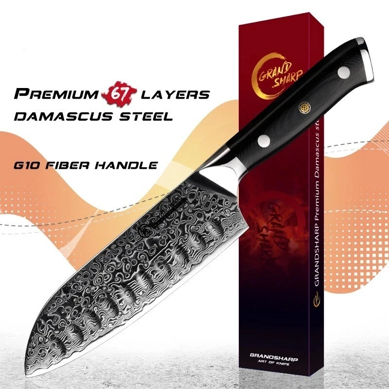 Best 5 " Santoku Knife Inch Chef Chopping Utility Kitchen Knives Damascus Steel