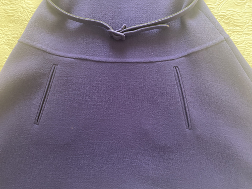 OSCAR DELA RENTA KLEID KOBALTBLAU WOLLKREPP ÄRMELLOS KNIELANG 4 - Bild 3 von 13