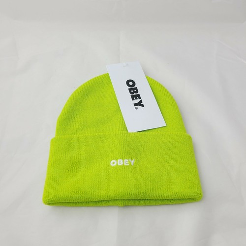 Obey Fluid Beanie Hat Green Embroidered 
