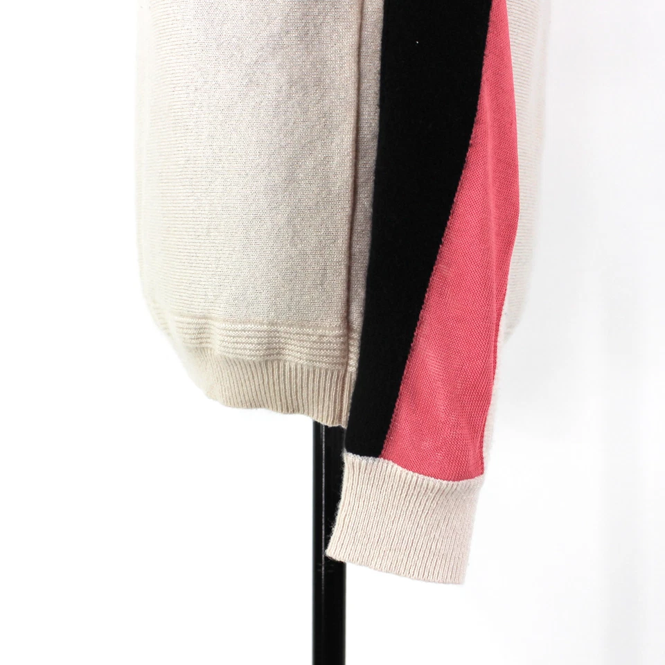 Suéter Fendi Cashmere Cuello Barco Rosa Rayas Malla Detalle Negro Blanco Colorblock S Foto 4 de 4