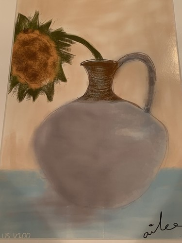 Vase With Sunflower- Original Painting Print Framed - Limited Edition - By Ailee - Picture 10 of 12