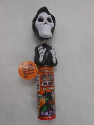 Vintage Halloween SCREAMER Skeleton Face Light Up Red Eyes Candy SEALED NOS