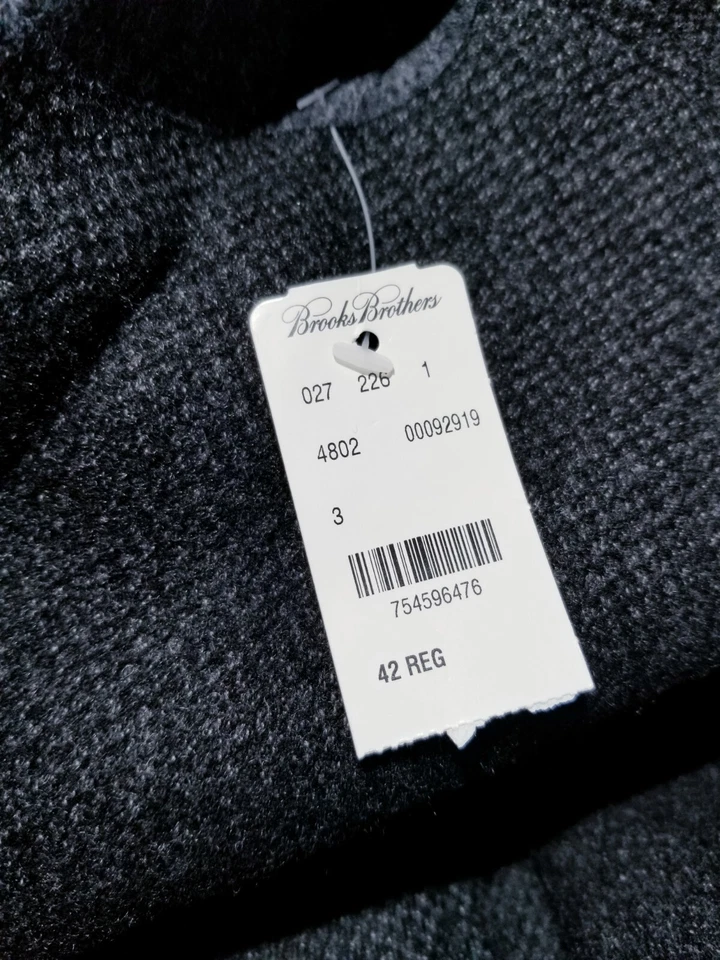 42R Brooks Brothers Gray Black Regent Knit Wool Tweed Cardigan Jacket Blazer - Image 4 of 4