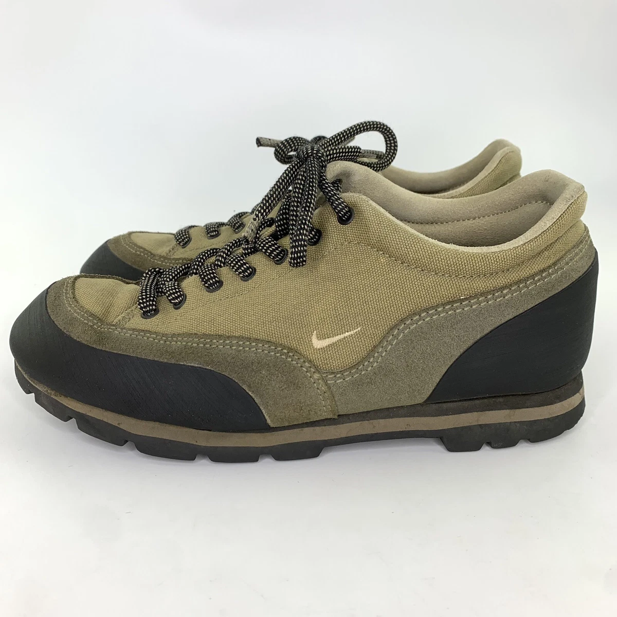 Vintage 90's NIKE ACG Green Canvas Suede Hiking Approach Shoes Size 8.5