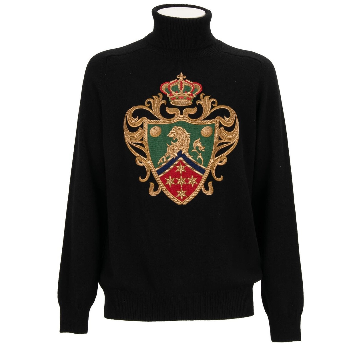 DOLCE GABBANA Kaschmir Rollkragen Pullover Sweater Krone Wappen