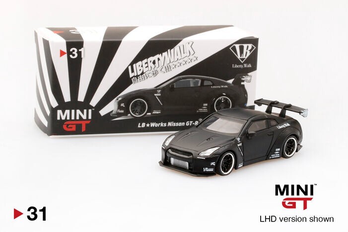 MINI GT 31 (open) LB WORKS Nissan GT-R (R35) Matte Black MINI GT 31 (open) LB WORKS Nissan GT-R (R35) Matte Black