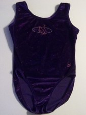 Satara Leos PURPLE VELOUR LEOTARD Adult Large L Sparkles Bling Gymnastics Soft