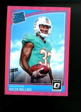 2018 PINK HOLO Optic #180 Kalen Ballage Miami Dolphins RC Rated Rookie Card