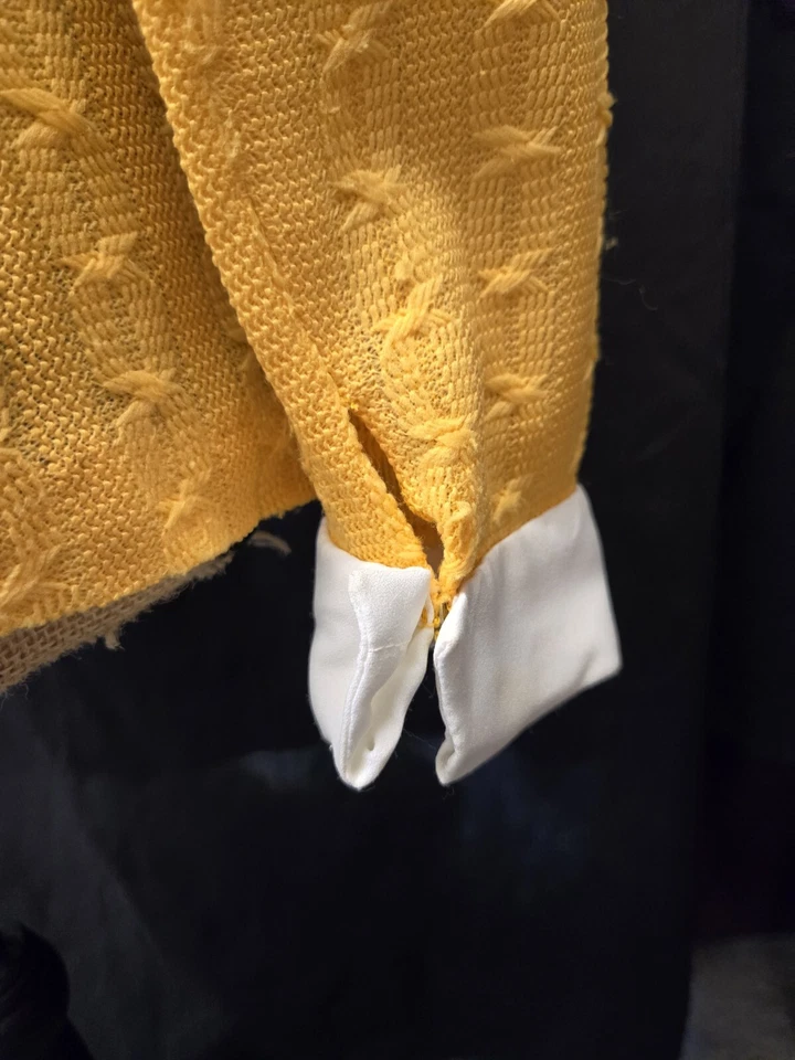 Suéter Top Vintage Años 60/70 Amarillo Cable con Cuello Imitado Blanco S/M Foto 2 de 4