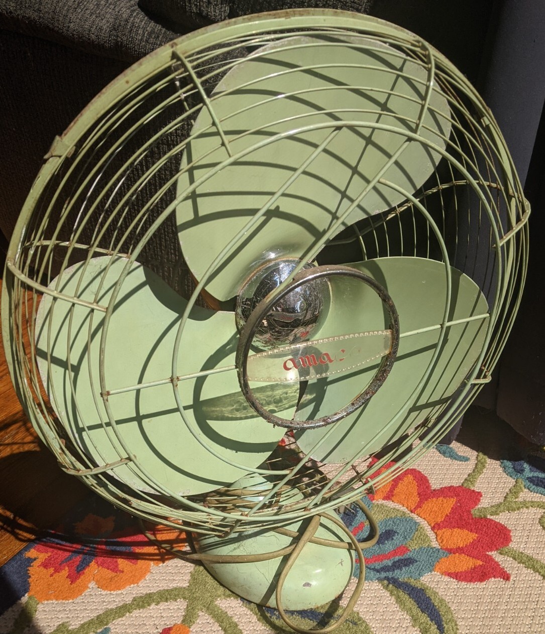 Rare Vintage 1940s Green Amaco Amako Japan Electric Fan USA-image