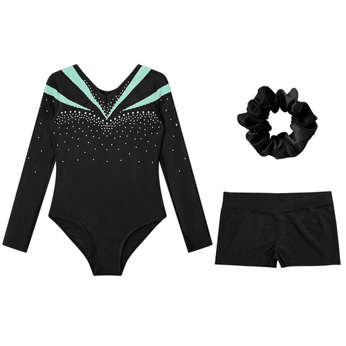 Kids Girls Jumpsuit And Bottoms Fitness Dance Outfit Hair Band Bodysuit Party - Picture 23 of 34