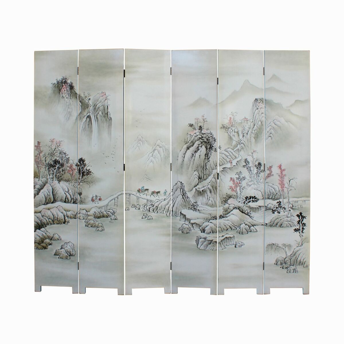 Off White Base Oriental Mountain Trees Scenery Theme Graphic Screen cs5985S Off White Base Oriental Mountain Trees Scenery Theme Graphic Screen cs5985S