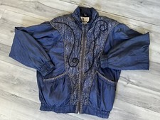 Vintage Galleria Jacket Windbreaker W/ Breast Pleating & Gold Trim Womens Size M