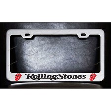 Rolling Stones Chrome Metal Custom Made License Plate Frame Screw Caps