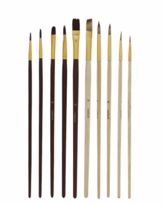10 Pinceaux Professionnels Peinture Acrylique à l'Huile Aquarelle Artiste Détail - Photo 1/2