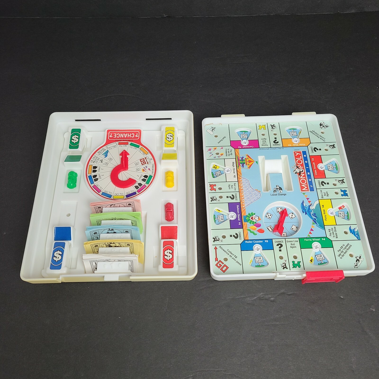 Monopoly Jr Junior Travel Game Parker Brothers 1994 w/cash And 3 Cars