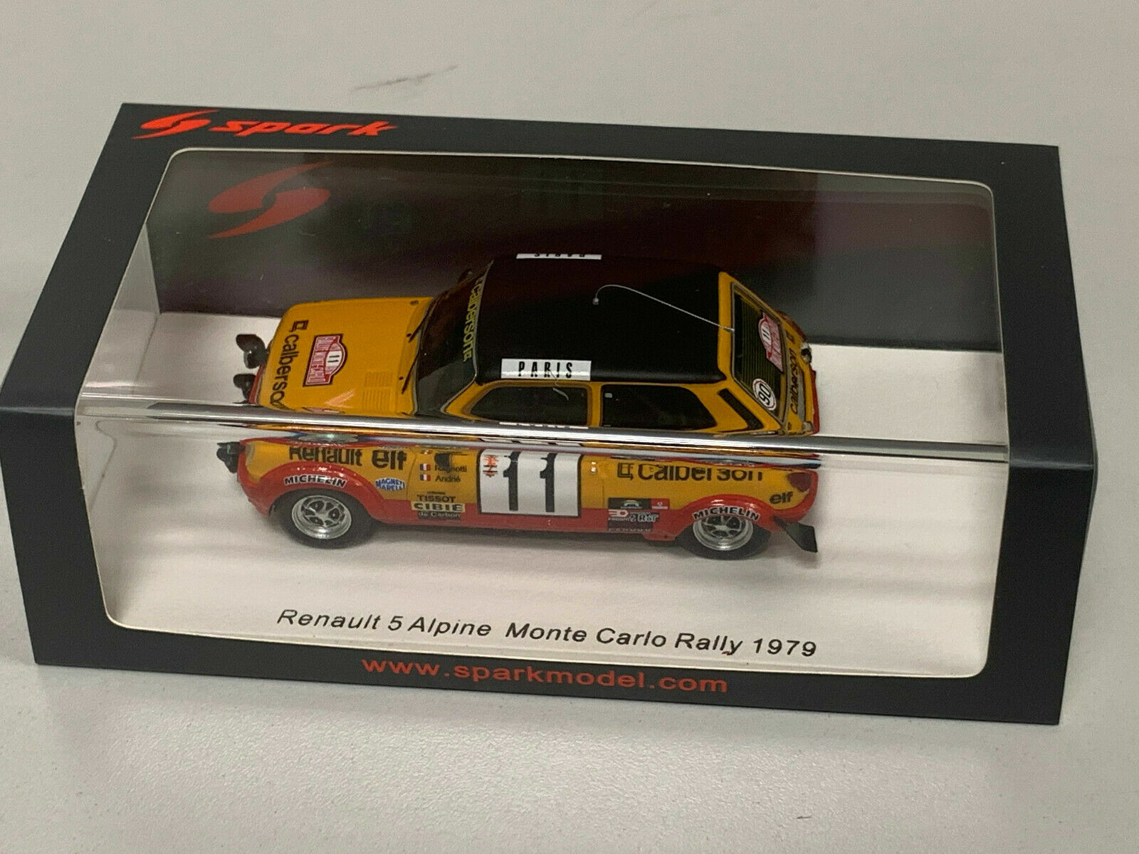 Miniature Renault 5 Alpine Spark S6038 à l'échelle 1:43 du Rallye Monte Carlo 1979