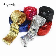 4.6m Élastique Paillettes Bordure Bande Ruban Tissu Artisanat DIY Frange Couture