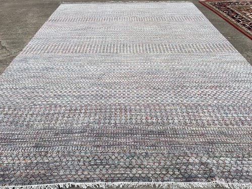 10x14 COLORFUL MODERN OUSHAK designer carpet big HANDWOVEN HANDMADE mute blue ft - Picture 3 of 11