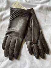 NWT Vintage Sears Gloves Women Brown Faux Leather Fourchette Lined Sz B M