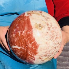 32.2LB Natural Red striped Pork Stone Ruby Ball Quartz Reiki Rock Healing 3357
