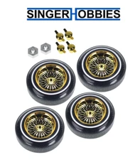 REDCAT RER33013 Gold Wheel & Tire with Center Knockoff w/ 2pcs Silver Hex HH