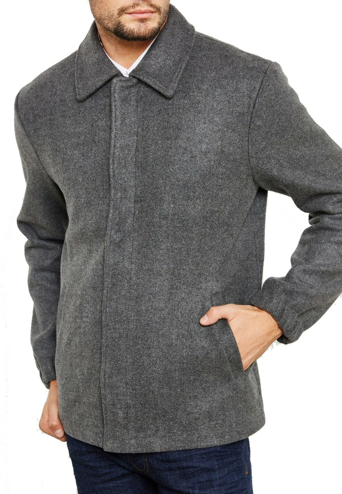 Only & Sons Mens Casual Long Sleeve Jackets Dark Grey Collared Wool Coats