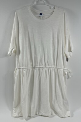 NWT Old Navy Womens XXL Short-Sleeve Drawstring Waist Dress White Capsule Beach