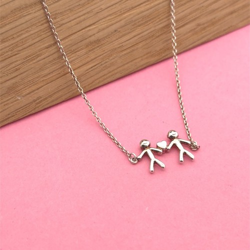 925 Sterling Silver Family Necklace 2 People RRP£40 NP110290 Boxed - Picture 3 of 5