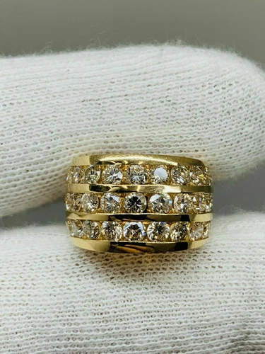 3CT Round Cut Lab-Created Diamond 14K Yellow Gold Finish Wedding Engagement Ring